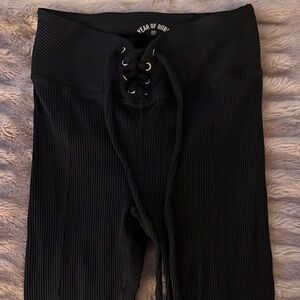 Year of Ours Black Ribbed Football Leggings